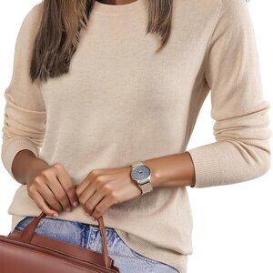 Effortless Fall Style: Lightweight Wool Blend Long Sleeve Sweater for Women